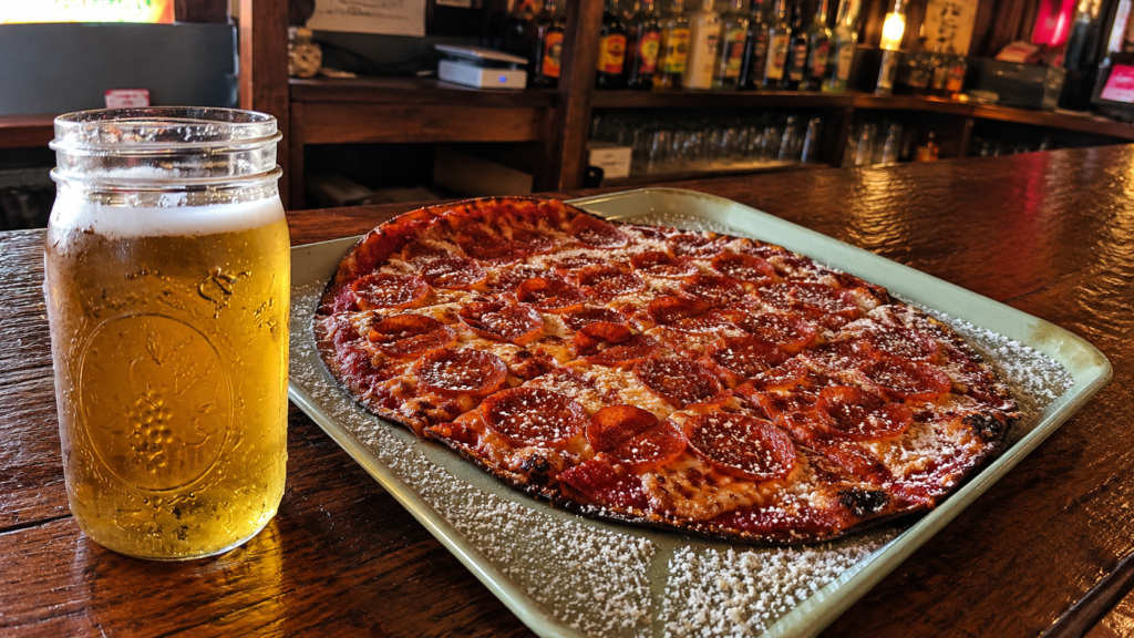 Pepperoni Pizza + a Mason Jar Beer at BJ’s Bar