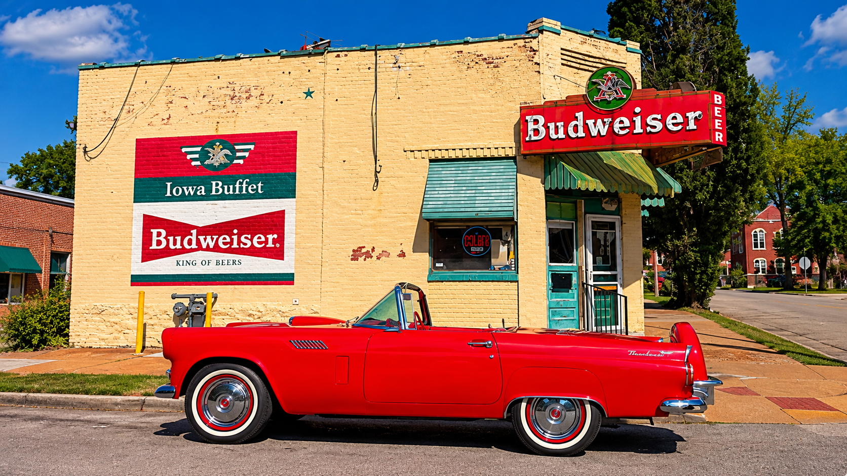 Doug's 1957 Ford Thunderbird outside Iowa Buffet
