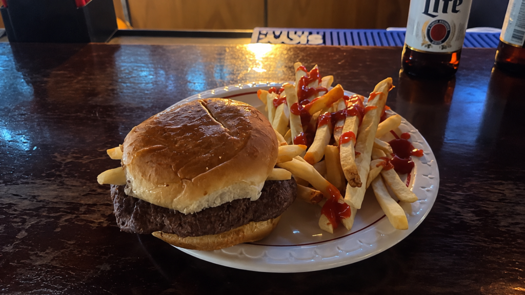 Burger + a Miller Lite at Shirley’s Bar & Grill