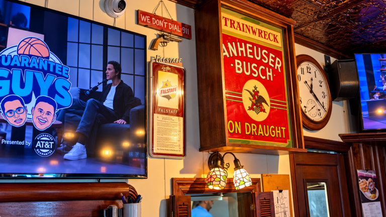 Vintage Trainwreck Anheuser-Busch sign inside the tavern