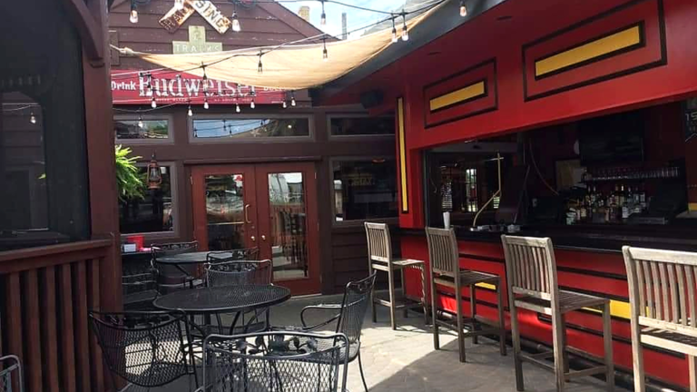 Trainwreck Saloon beer garden and outdoor bar