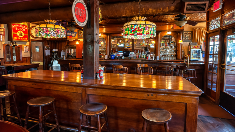 Trainwreck Saloon main bar and railroad-themed interior