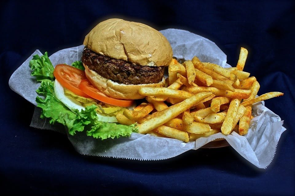 Bison Burger + a Beer at Trainwreck Saloon