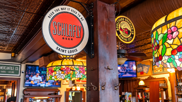Vintage Schlitz sign inside Trainwreck Saloon